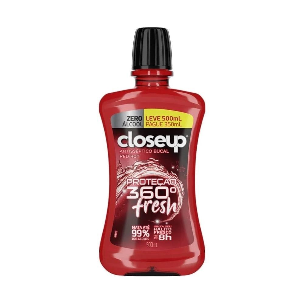 Enxaguante Bucal Close Up Protecao  Fresh Red Hot Zero Alcool Leve 500ml Pague 350ml - Health