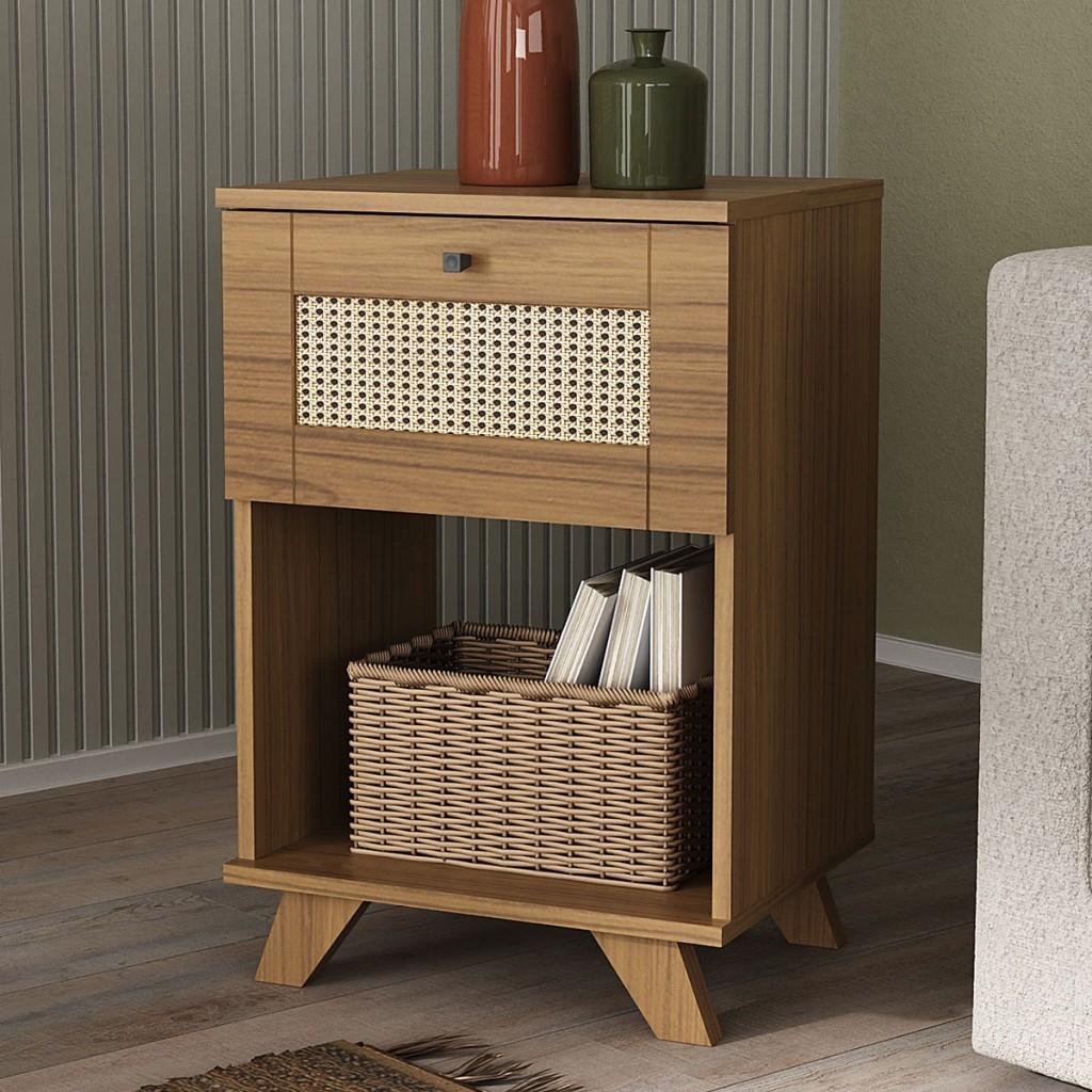 Mesa de Canto Decor 1 Gaveta Carvalho - Pnr Móveis em Oferta na Shopee