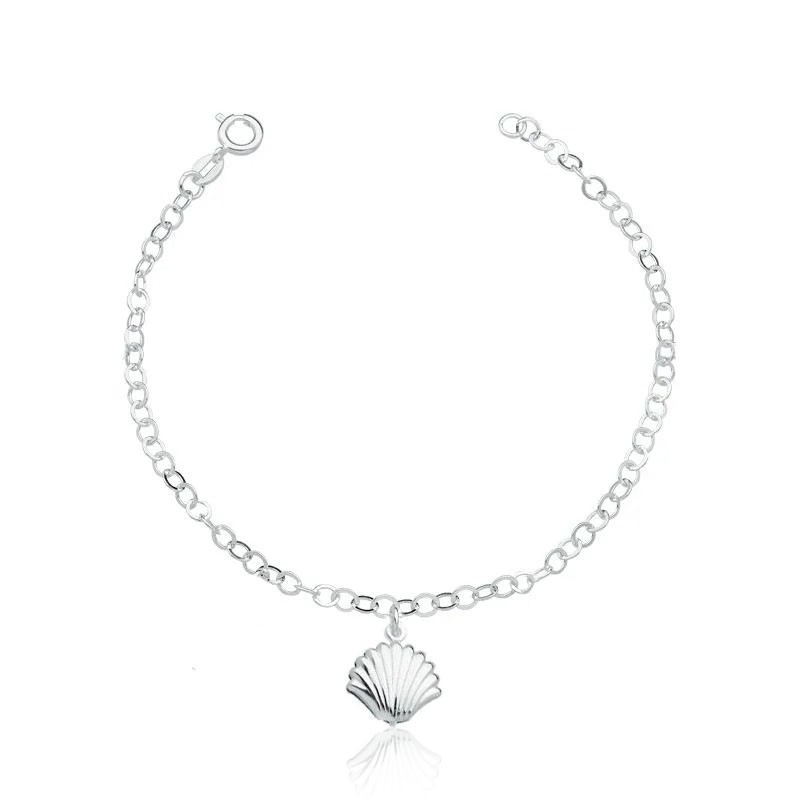 Pulseira feminina prata 925 1 concha pendente
