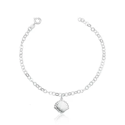 Pulseira feminina prata 925 1 concha pendente