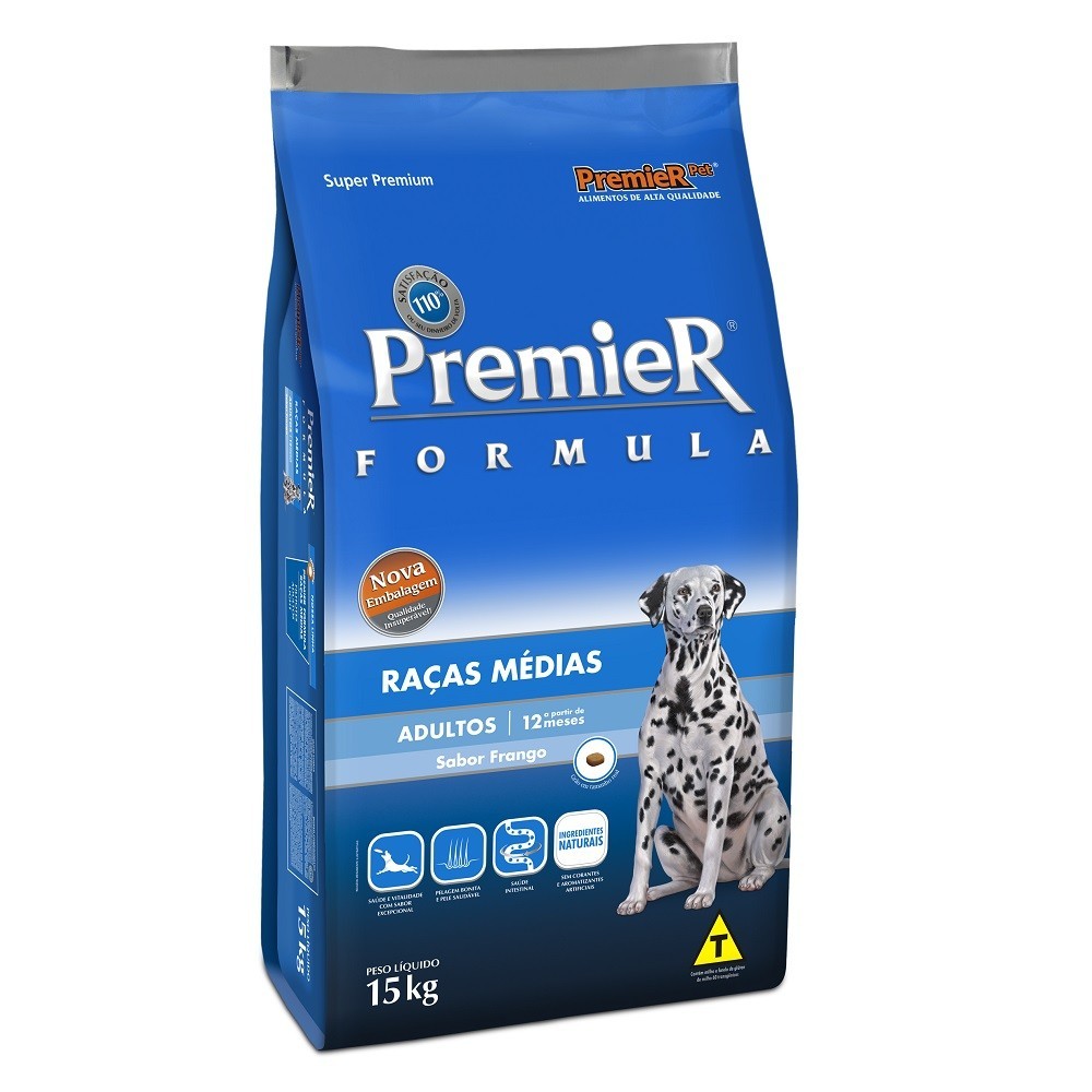Ração Premier Fórmula Cães Adultos Raças Médias Frango 15Kg em Oferta na Shopee