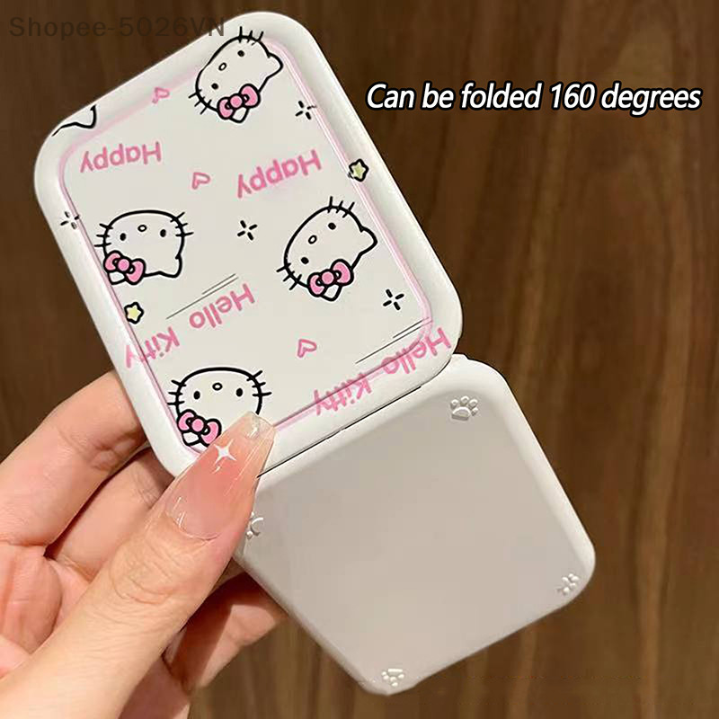 【 WES 】 Sanrio Hello Kitty Mini Kawaii Espelho De Maquiagem Dobrável Com Portable Cute For Women Girls Ferramenta Portátil (VN)