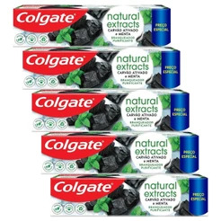 Kit 5 Creme Dental Colgate Extracts Carvão Ativado e Menta 140g