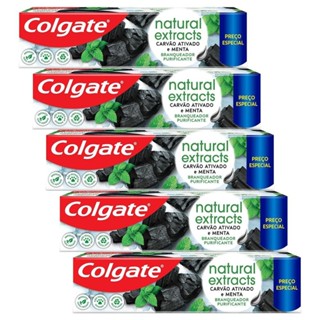 Kit 5 Creme Dental Colgate Extracts Carvão Ativado e Menta 140g em Oferta na Shopee