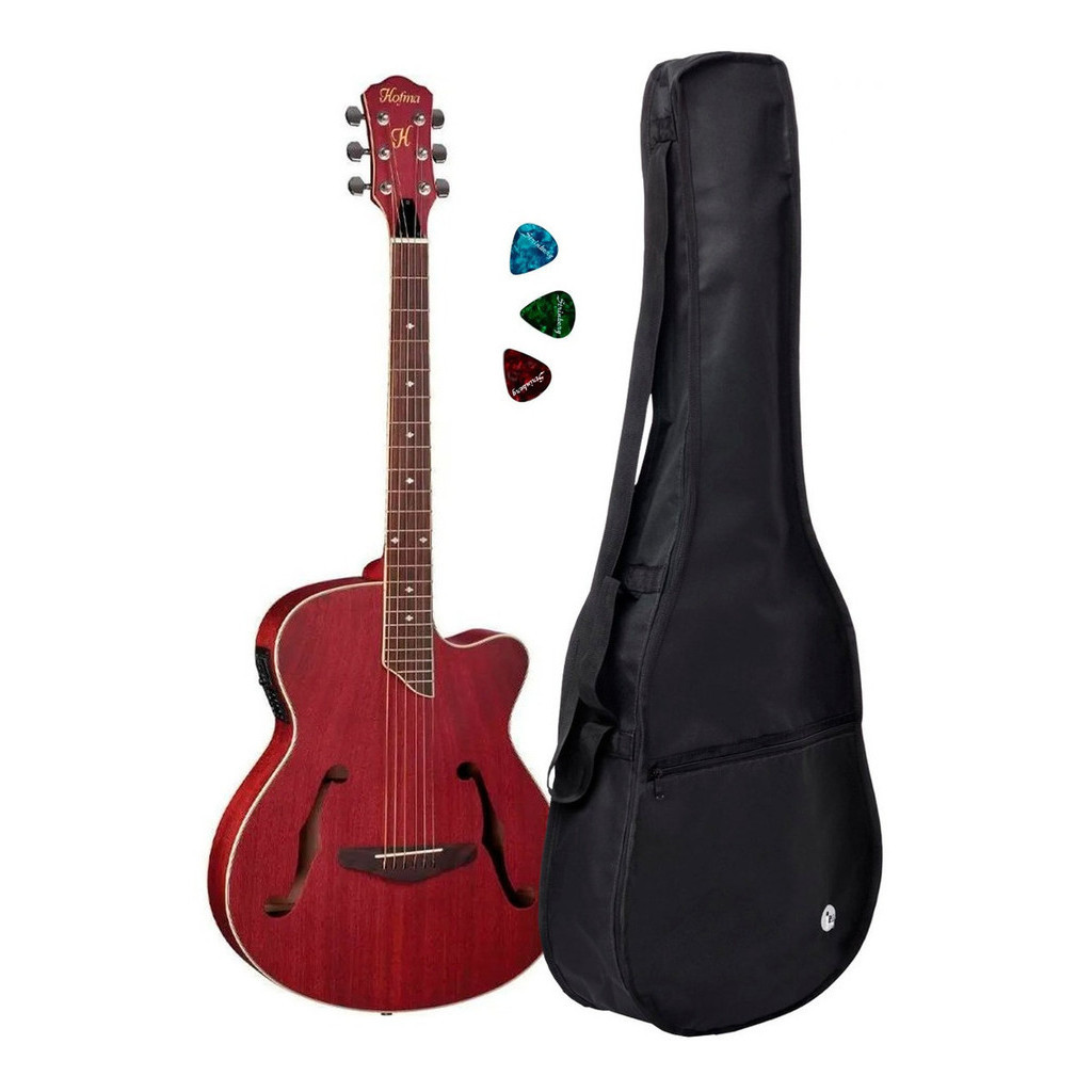 Violão Eletrico Hofma Hmf 240 Mini Jumbo Red+ Capa Reforçada em Oferta na Shopee