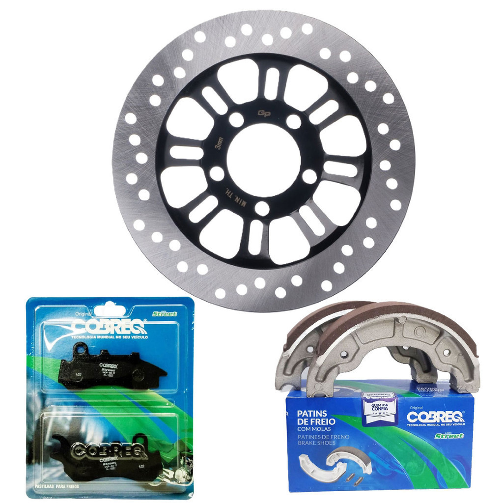 Disco de Freio Dianteiro Cg 160 Titan / Cg 160 Fan Combi Brake + Pastilhas e Lonas Cobreq em Oferta na Shopee