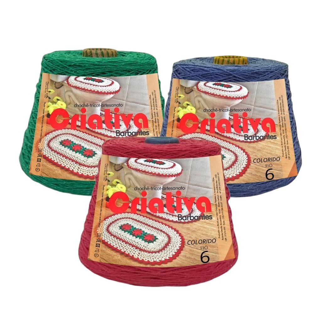 Barbante Para Crochê Criativa 500g Fio Número 6 Colorido
