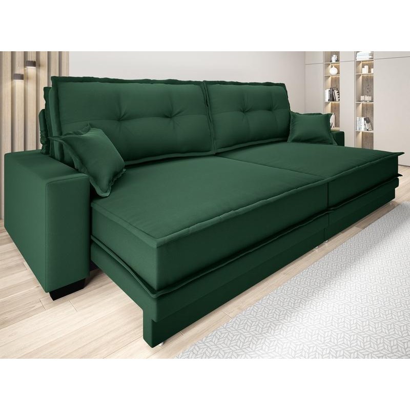 Sofá Palermo 2,40m Retrátil e Reclinável Velosuede Verde - NETSOFAS em Oferta na Shopee