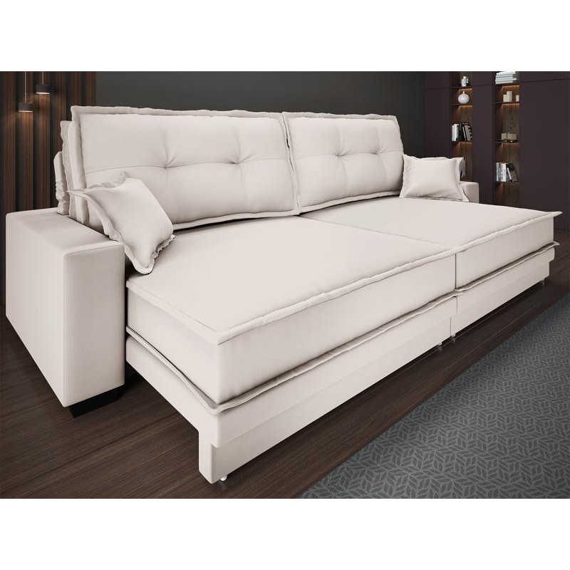 Sofá Palermo 2,80m Retrátil e Reclinável Velosuede Areia - NETSOFAS  em Oferta na Shopee