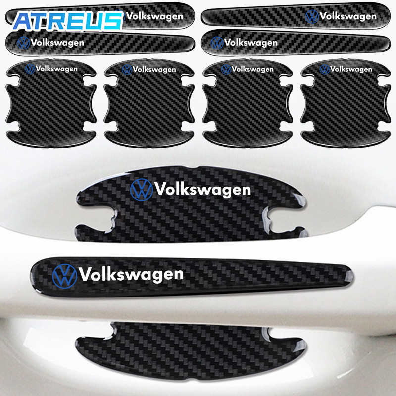 4/8Pçs Volkswagen Adesivo Protetor Maçaneta Da Porta Do Carro Anti Arranhões De Proteção Colisões Para Volkswagen Golf Jetta Passat Tiguan Amarok Beetle VW Polo T-Cross Gol Saveiro Nivus Virtus Taos