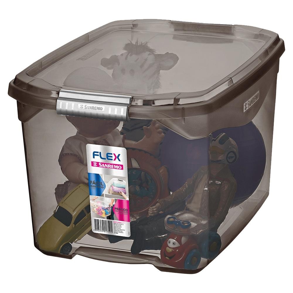 Caixa Organizadora Sanremo Flex 29 Litros Fumê - SR941/20 - Home & Living