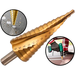 Broca Escalonada Aço Rápido Tipo Cone 15 Etapas Profissional 4mm A 32mm Brasfort