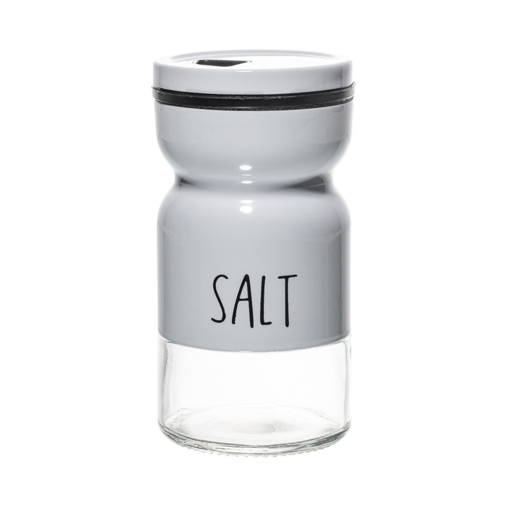 Saleiro de Vidro com Tampa de Metal Branco 120ml Lyor