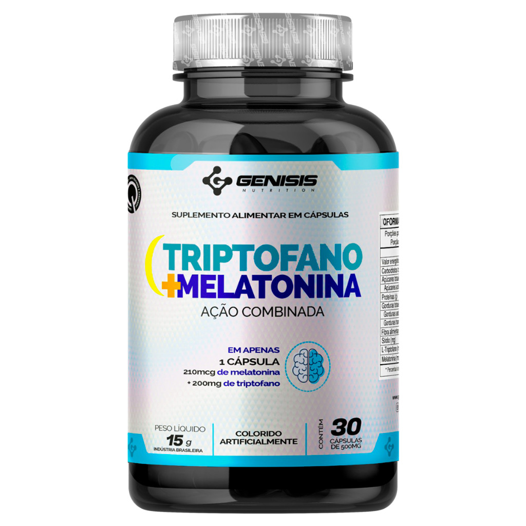 Triptofano Melatonina 210mcg 200mg Sono Tranquilo Genisis Nutrition 30 Cápsulas