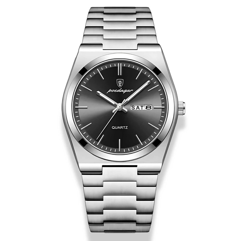 Relógio Masculino Minimalista Old Money Prata Luxo Aço Inox