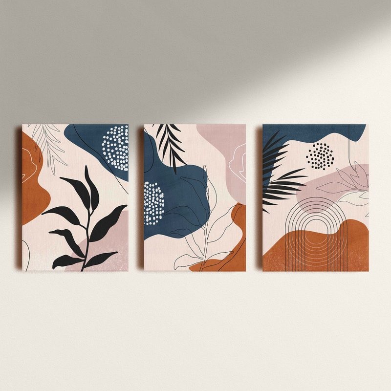 Kit Quadros Decorativo BEIGE ISLAND  3 peças 20x28 mdf alta qualidade