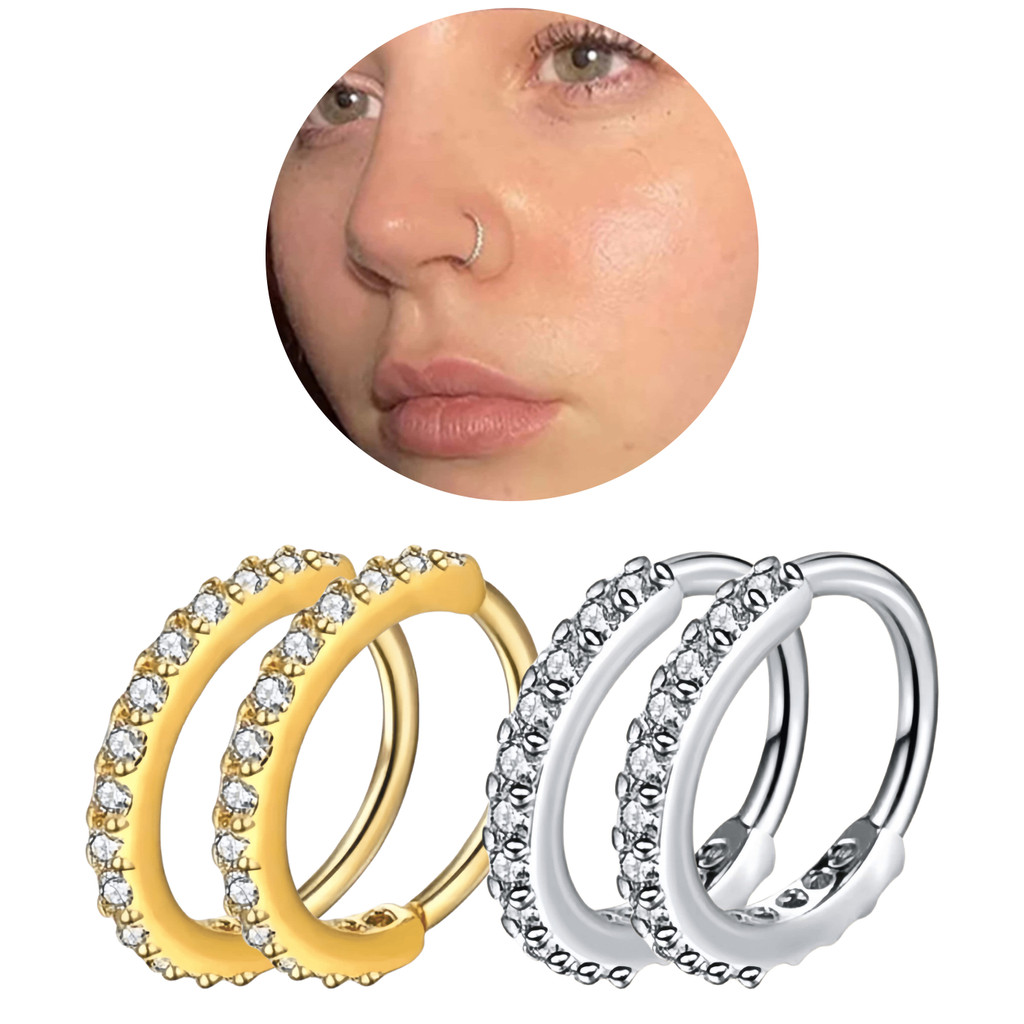Argola De Nariz De Zircônia 8mm, Simples Design Fechado em Oferta na Shopee
