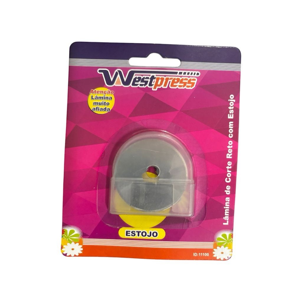 LÂMINA PARA CORTADOR ROTATIVO CIRCULAR DE AÇO PARA CORTE RETO COM ESTOJO PARA PATCHWORK 45MM - WESTPRESS