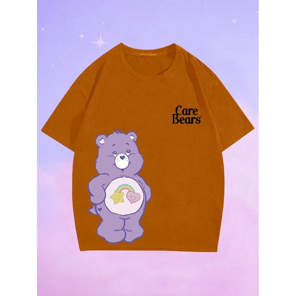 Camiseta Oversized Ursinhos Carinhosos Bordado Colorido Blusa Unissex Tecido Confortável Estilsoa