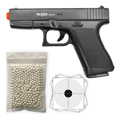 Pistola Airsoft S19 Spring 6mm Qgk + 1100 esferas e 30 Alvos
