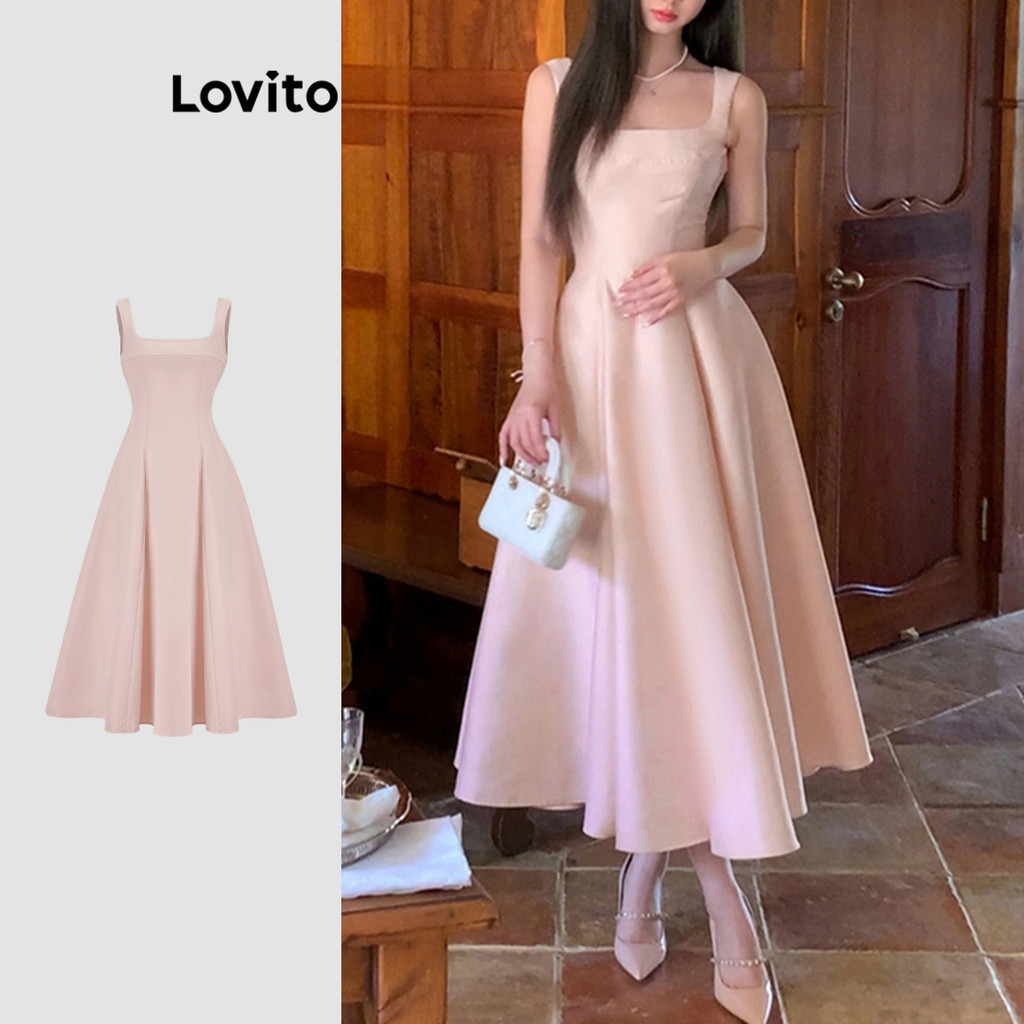 Lovito Vestido Elegante Linha Estrutura Verão/Primavera Vestido Para Mulheres L113MD508 - Women Clothes