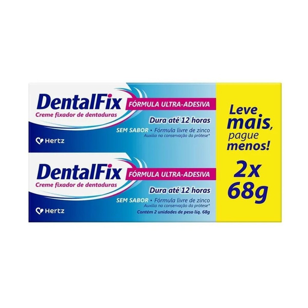 Fixador Dentalfix Sem Sabor Promopacks C/2Uni De 68g Cada em Oferta na Shopee