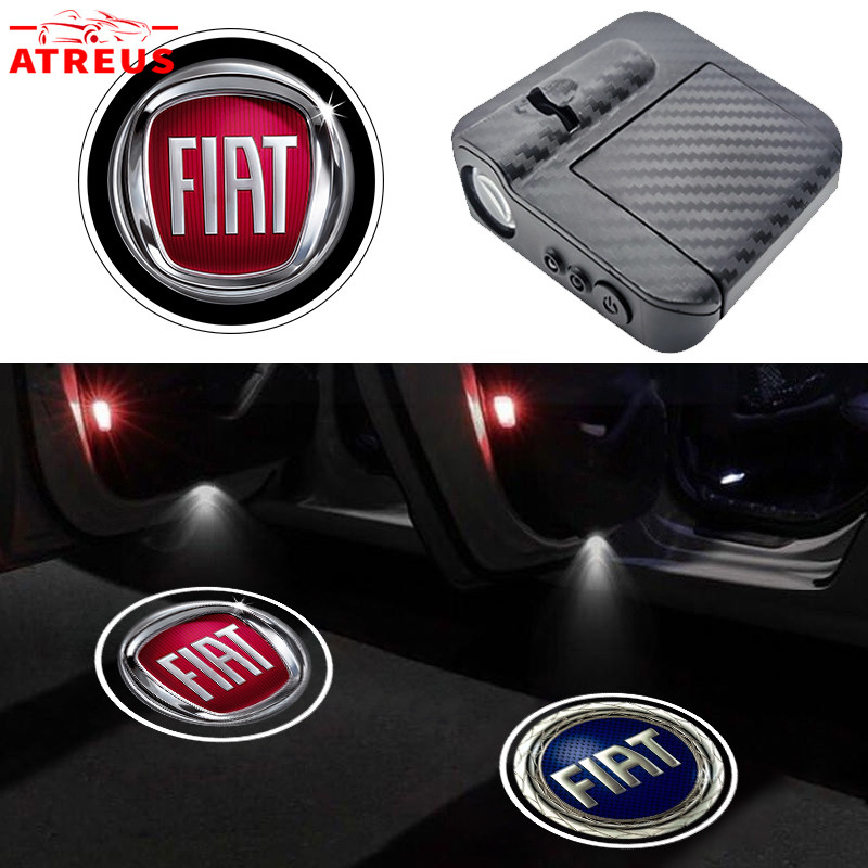 1/2 Peças Fiat LED Luz De Boas-Vindas Porta Fibra De Carbono Do Carro Projetor Para Strada Argo Mobi Toro Fastback Pulse