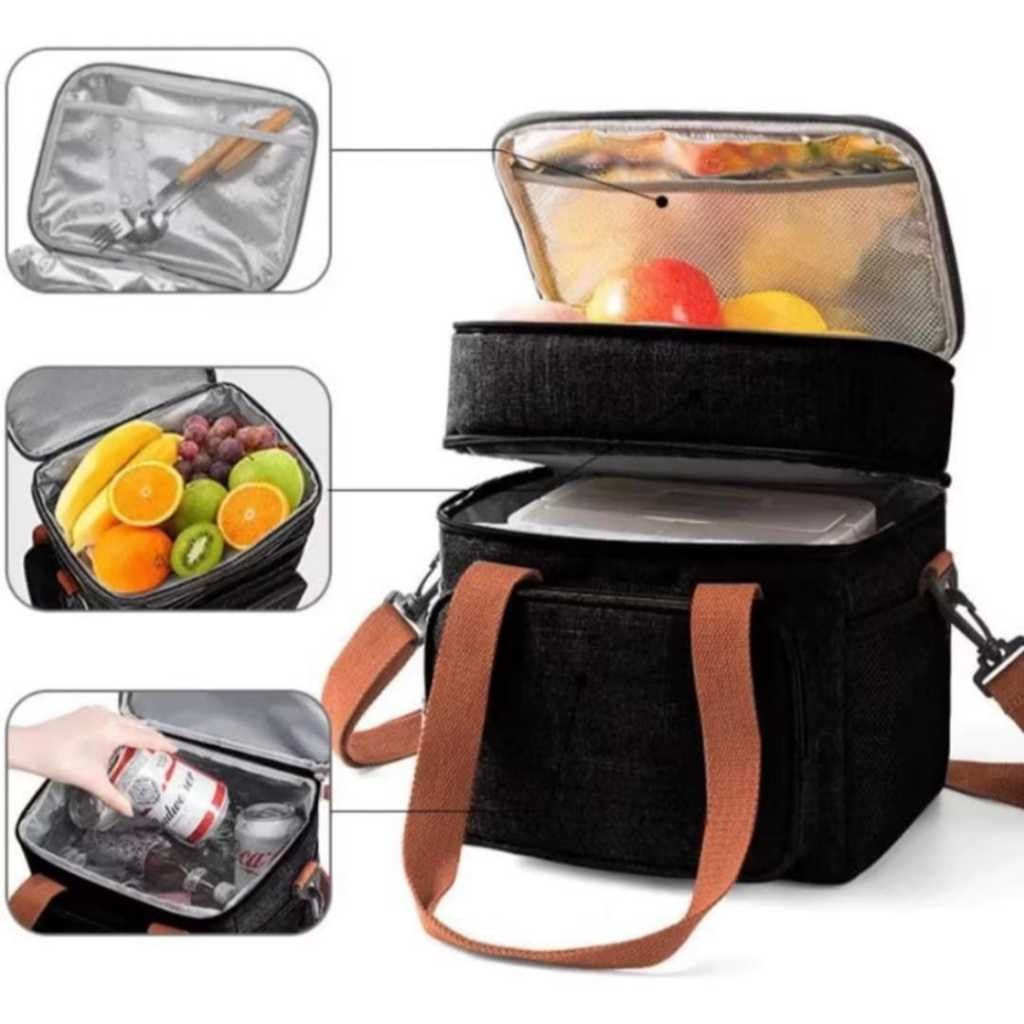 Bolsa Térmica 2 Compartimentos Com Alça De Mão E Lateral Isolamento Térmico Eficiente