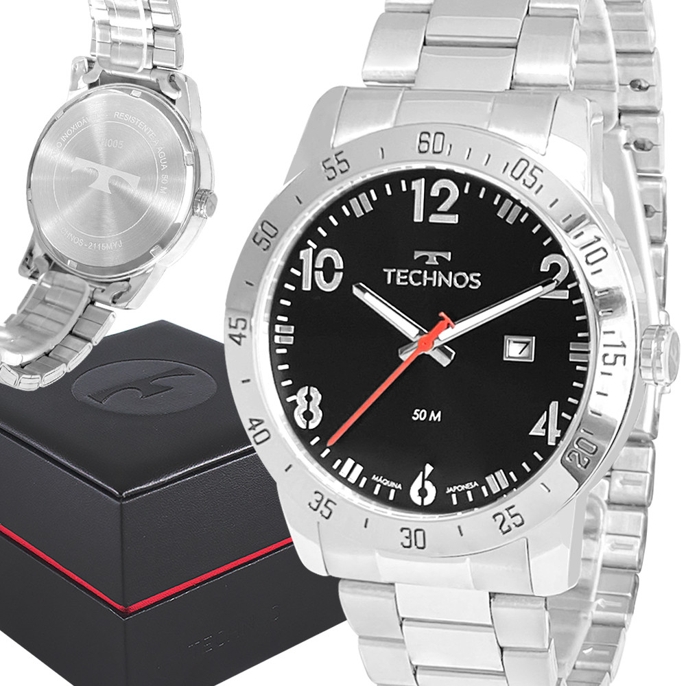Relógio Technos Masculino Prata Original Prova Dágua Luxo - Watches