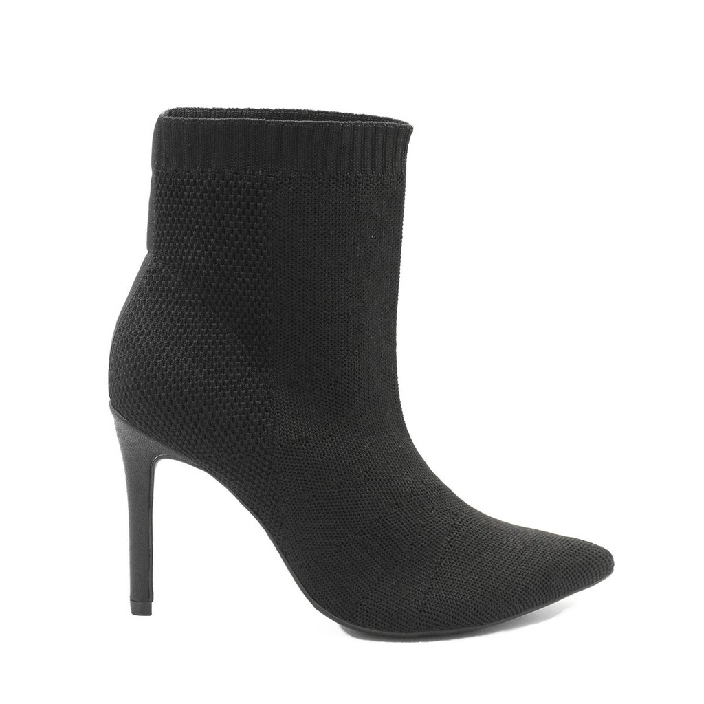 Bota Zatta Knit Bico Fino Cano Médio Manuela Preta - Women Shoes