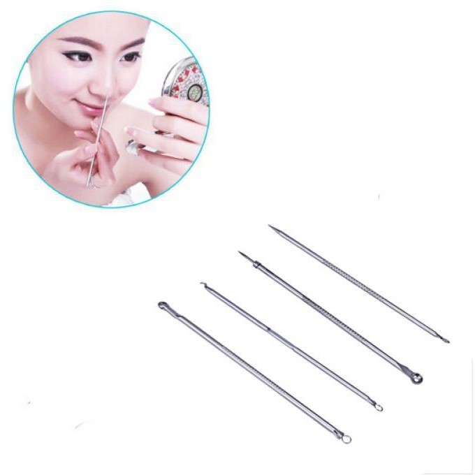 Kit 4 Extrator De Espinha Rosto Facial Cravo Estética Limpeza De Pele