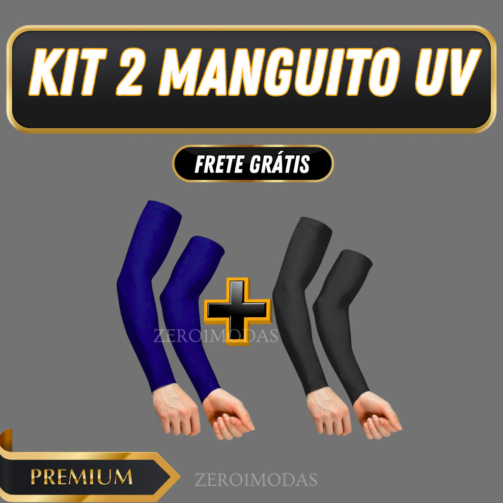 Kit 2 Pares De Manguito Térmico Proteção Solar UV50+ Segunda Pele Motoqueiro Motoboy Ciclismo Vôlei Esporte Unissex