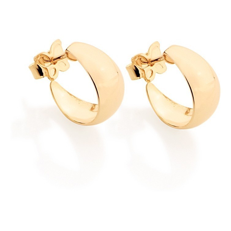 Brinco Meia Argola Larga Lisa Rommanel 524526 em Oferta na Shopee