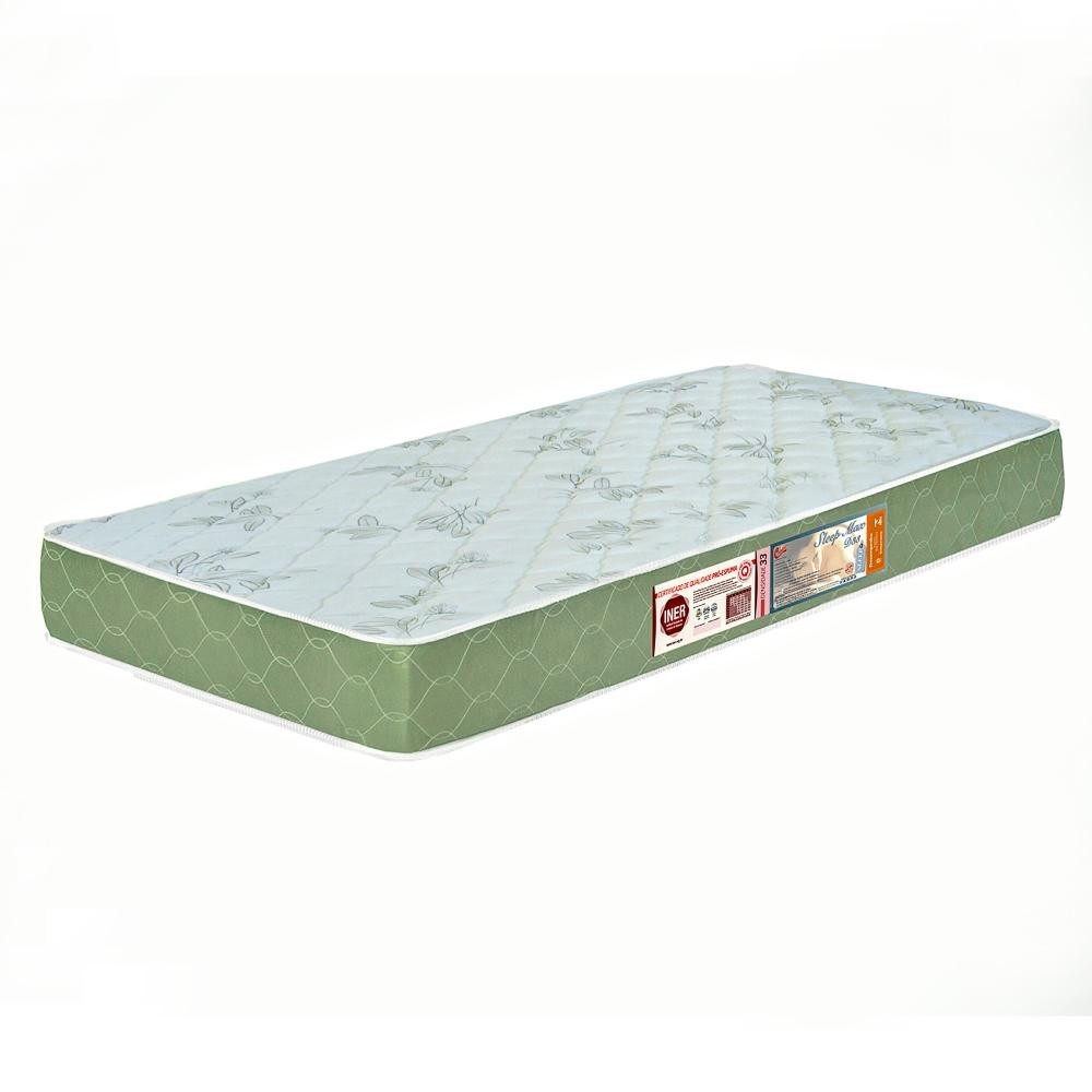 Colchão Solteiro Sleep Max Espuma D33 120x203x15cm Branco/Verde - Castor