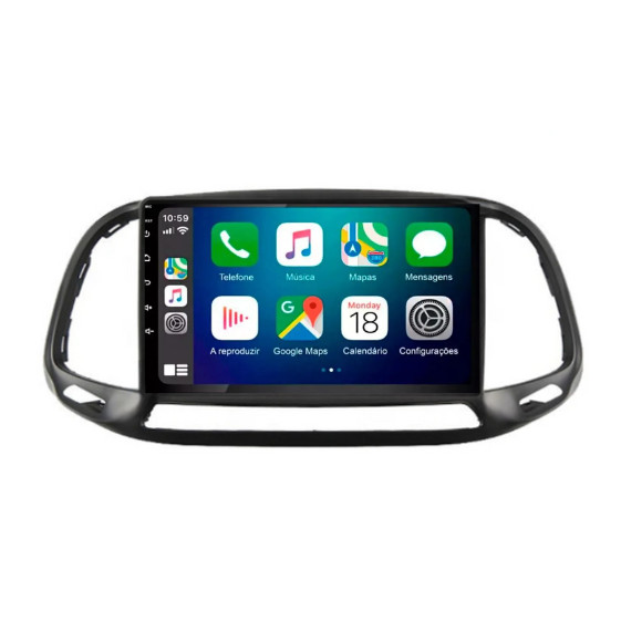 Central Multimidia para FIAT DOBLO 2016/2019 com Kit (TELA ,CHICOTE e MOLDURA)