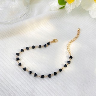 Pulseira Folheada A Ouro Com cristal Preto 18k em Oferta na Shopee