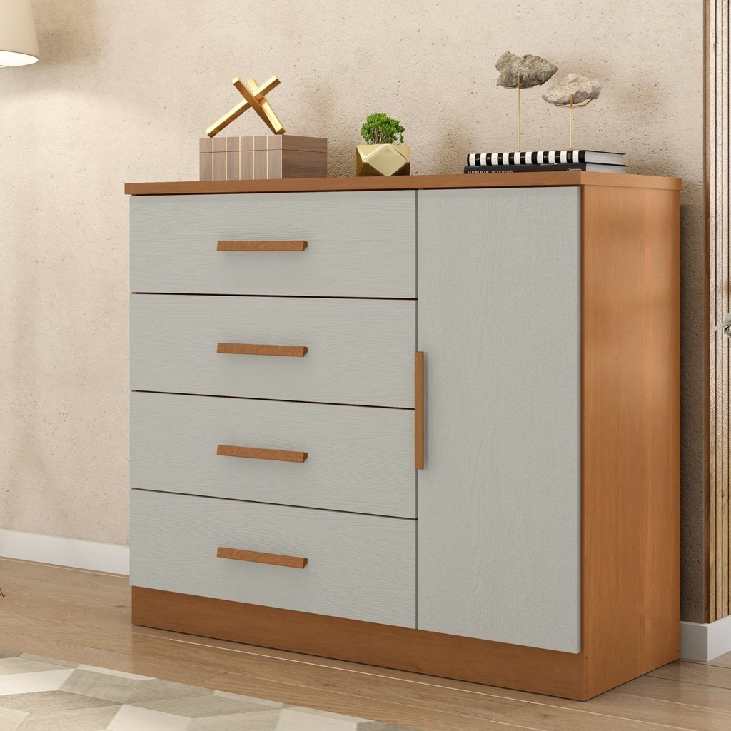 Cômoda Sapateira 1 Porta 4 Gavetas Genova Plus - Home & Living