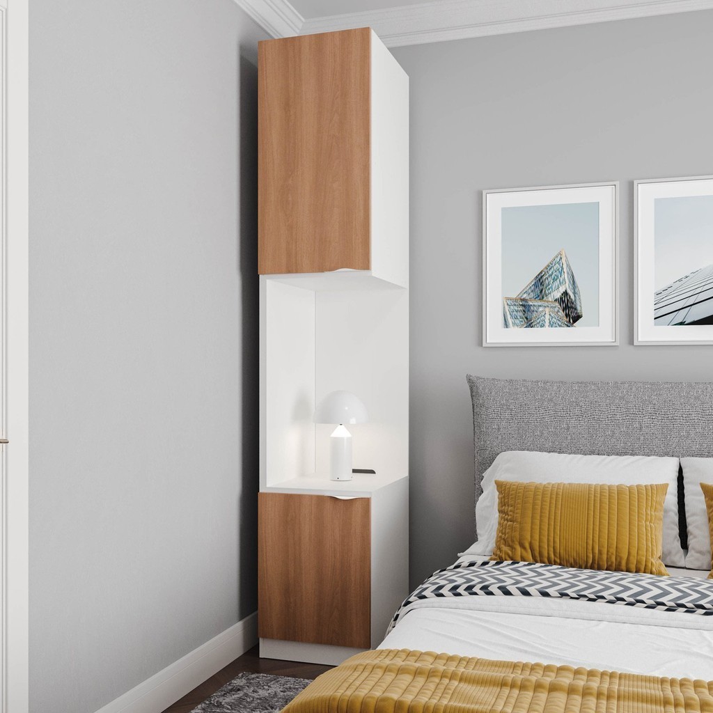 Mesa de Cabeceira Modular Esquerda 2 Portas 1 Gaveta Hera Cabecasa Madeiramadeira Algodão/Louro em Oferta na Shopee