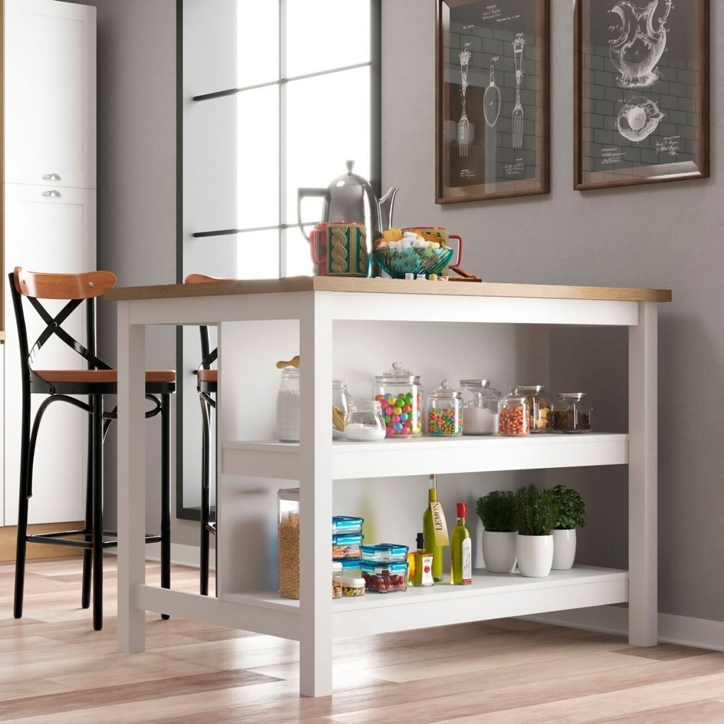 Ilha para Cozinha 2 Prateleiras CD-1019 Denver - Home & Living