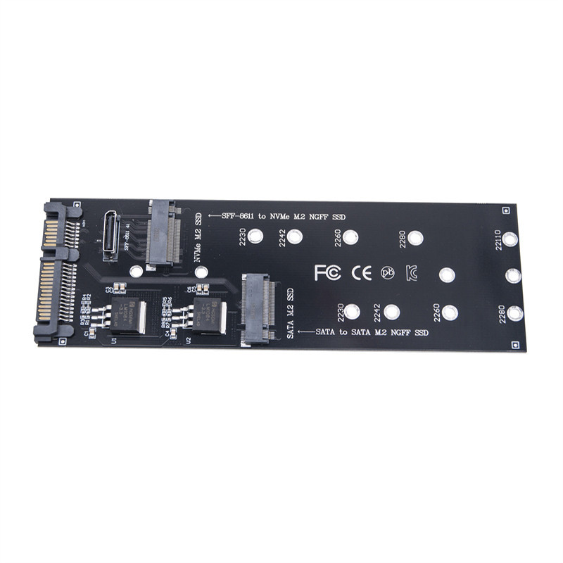 Adaptador SSD M2 M . 2 SATA B Chave Para + NVME SFF-8611 Oculink Placa De Expansão Riser 2230 2242 2260 2280 NGFF