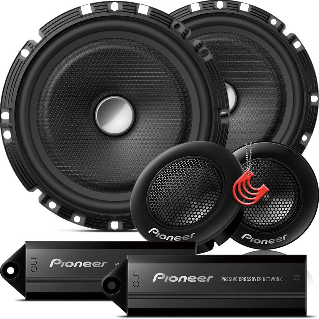 Falante Pioneer Kit 2 Vias 6 polegadas 60w TS-C1730BR Som Portas com Tweeter e Crossover
