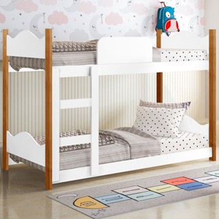 Beliche Encanto com Escada e Grade de Proteção Branco/Grenat - Gabrielli Móveis em Oferta na Shopee