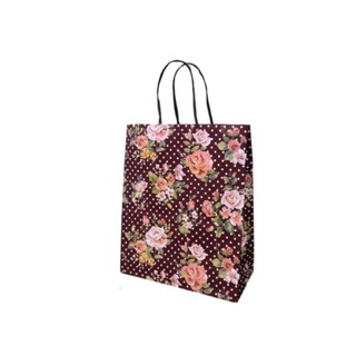 Sacola LC Kraft Branco - Rosas/Marrom c/10un 17,5x8,5x21,5 em Oferta na Shopee