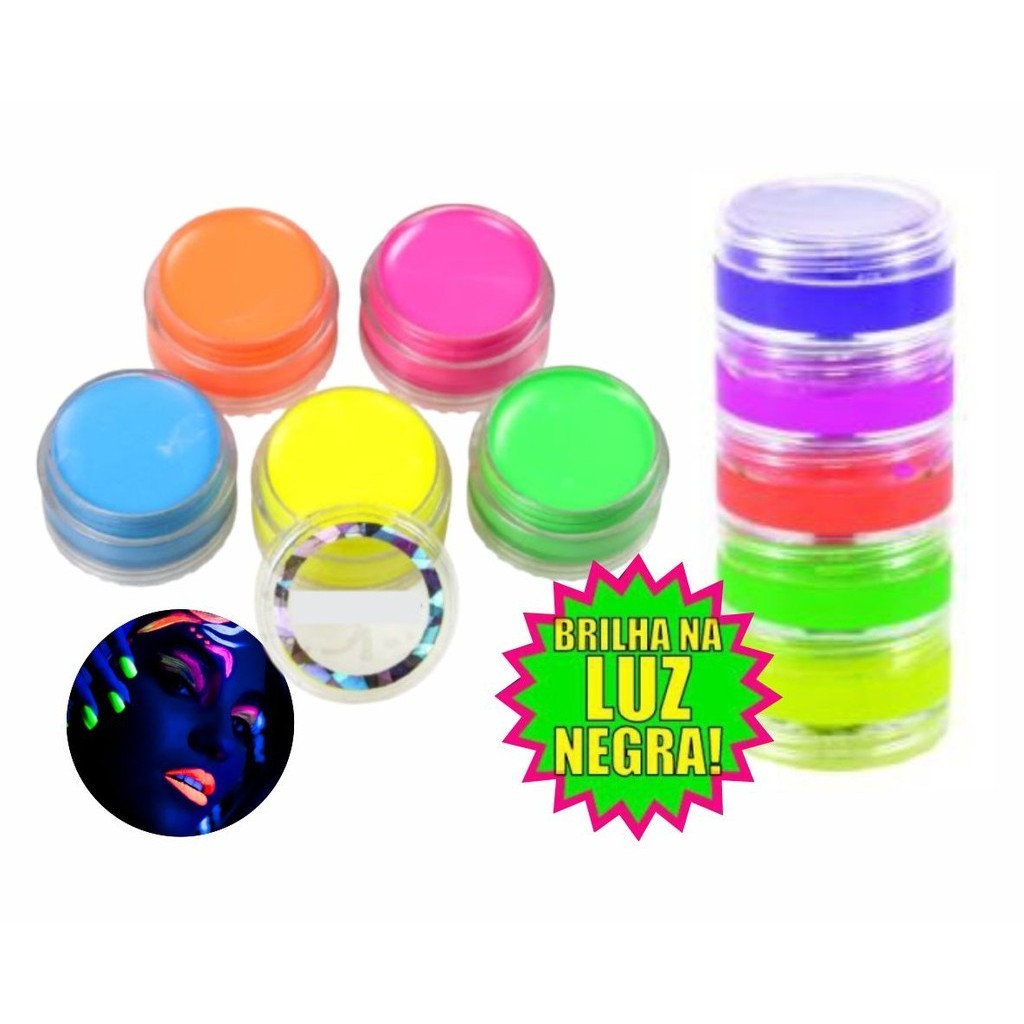 Tinta Neon Maquiagem Neon Brilha na Luz Negra 20 Unid