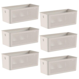 6x Cestos 6,6L Organizador OU Flow Bege 13cm x 15cm x 34cm em Oferta na Shopee
