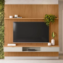 Painel para TV Até 75 Polegadas 2 Portas 220 Cm Nature/Off White - Linea Brasil