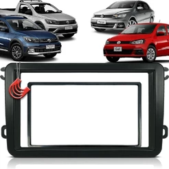 Moldura Painel 2 Din Central Multimidia Dvd Mp5 Preta Volkswagen Vw Gol Voyage Saveiro G7