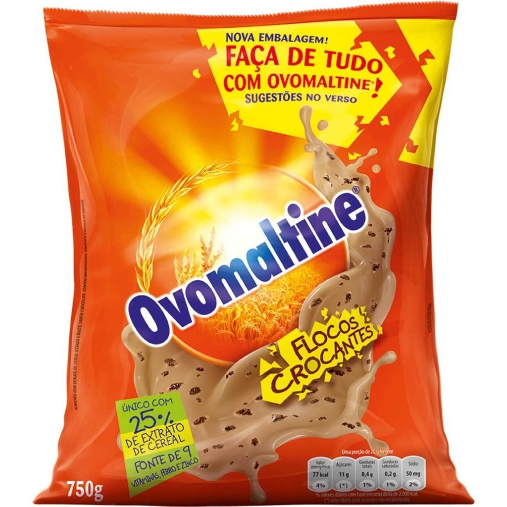 Ovomaltine Flocos Extra Crocante Chocomaltine 750g Ovo Maltine Achocolatado Flocos Crocante Chocolate