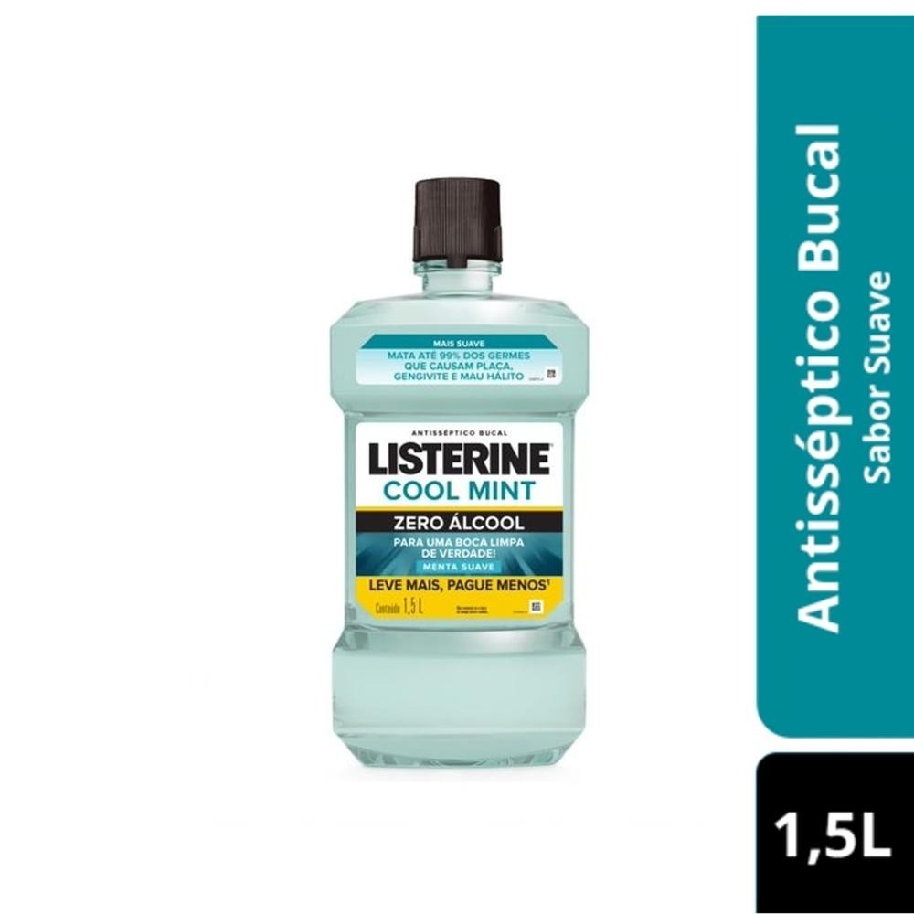 Enxaguante Bucal Listerine Cool Mint Zero Alcool Menta Suave Leve mais Pague menos 1,5L em Oferta na Shopee