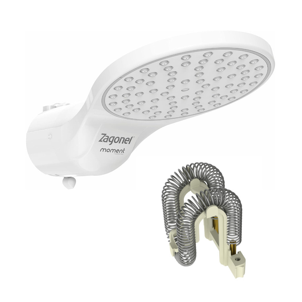 Kit Chuveiro e Resistência Moment 4T Branco 220V Zagonel